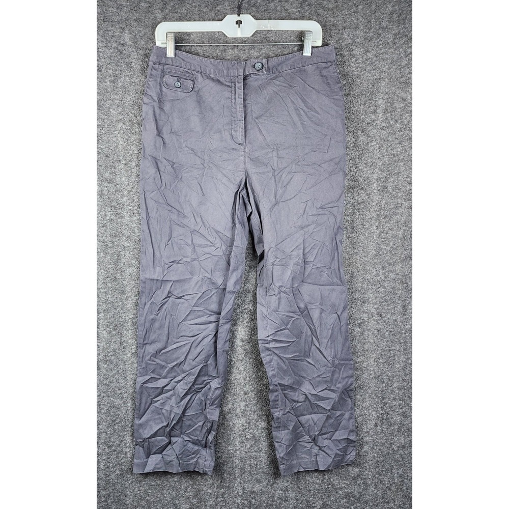 J. Jill Genuine Fit Pants Women 10T Grey Stretch Tencel Cotton Straight Leg